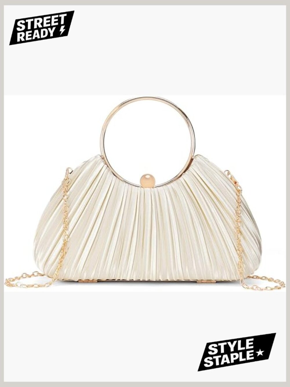 Evening Clutch Purse Satin Pleated Top Handle Crossbody Bag Wedding Party